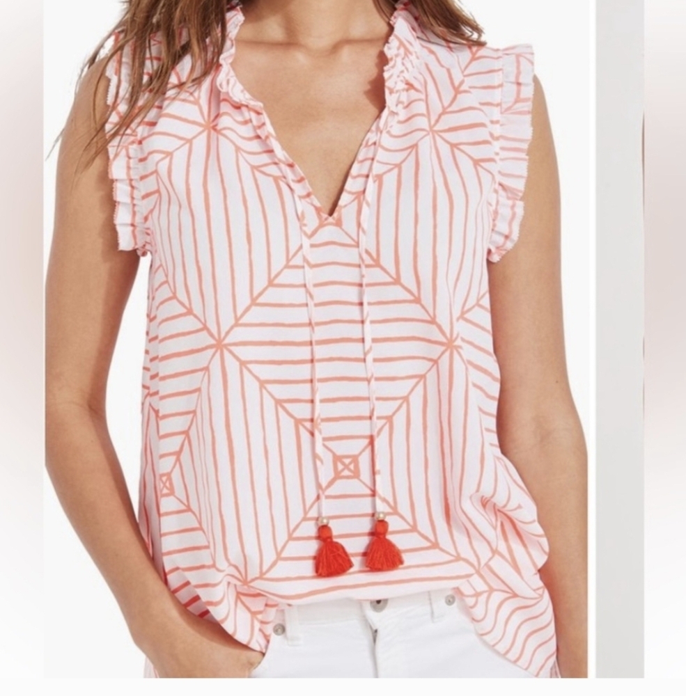 Vineyard Vines Canopy Geo Ruffle Popover Sz.XL NWT